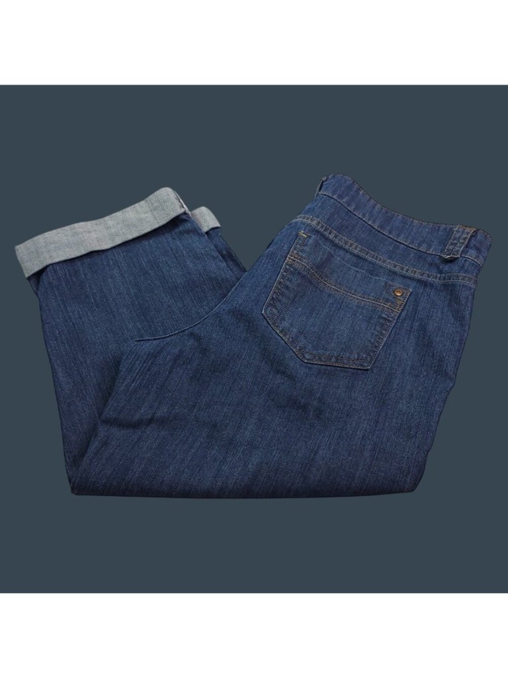 Faded Glory Womens Cuffed Capris Jeans 16 Mid Rise Medium Wash Stretch